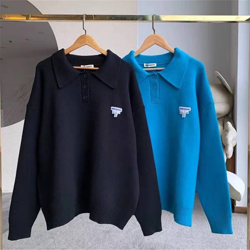 

Ader Error Men's And Women's Autumn And Winter New High Quality 1:1 Loose Polo Lapel Button Wool Sweater Pullover Sweater