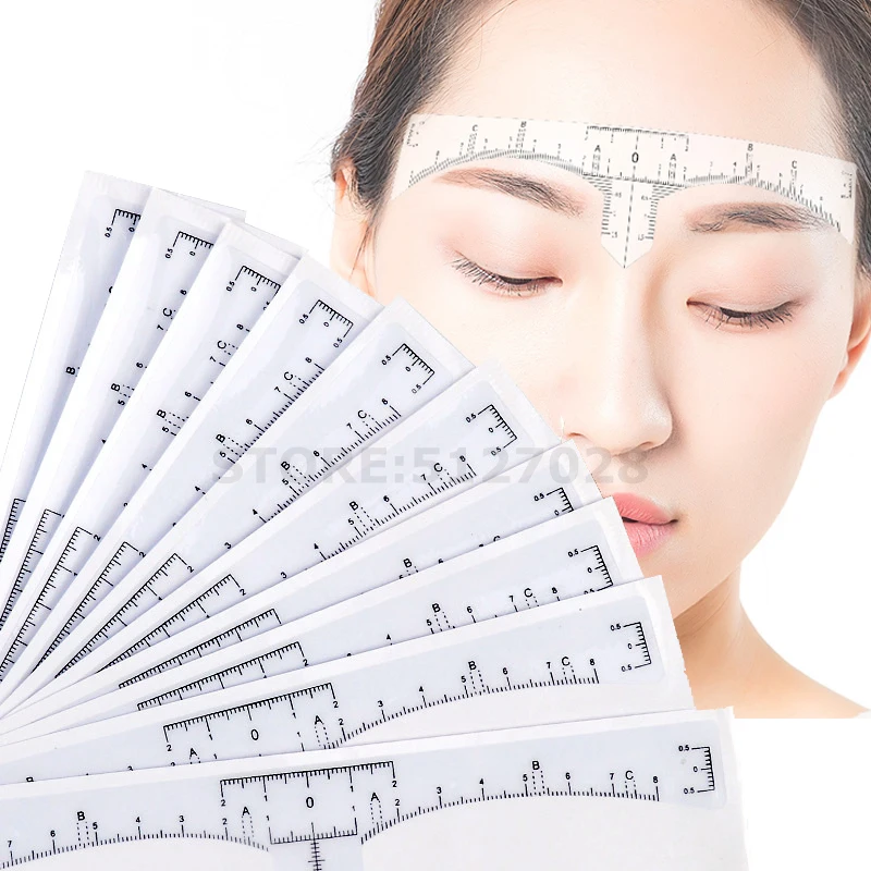 50pcs Disposable Eyebrow Large Ruler Microblading Accessories Tool Measurement Mark Permanent Makeup Sticker Tattoo Tool Kit