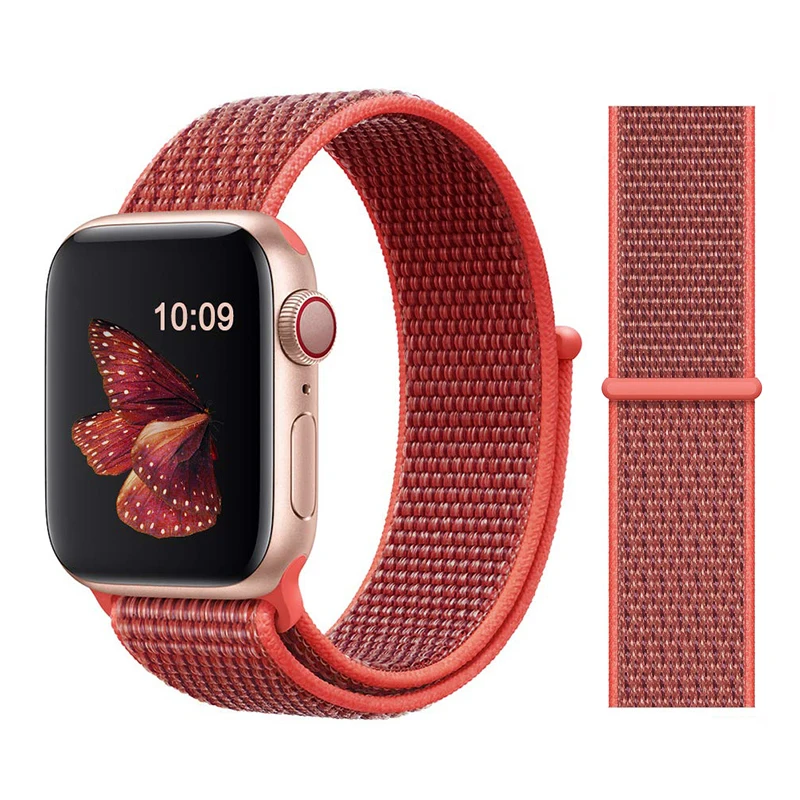 Для наручных часов Apple Watch, версии 3/2/1 38 мм 42 мм нейлон мягкий дышащий нейлон для наручных часов iWatch, сменный ремешок спортивный бесшовный series4/5 40 мм 44 мм - Цвет ремешка: Color26 Nectarine
