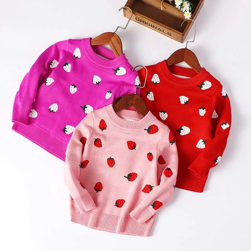 

Sweater Girl Winter Long Sleeve Warm Spring Knitted Baby Girls Sweater Girls Pullover Top Cute Strawberry Sweater Kids Sweaters