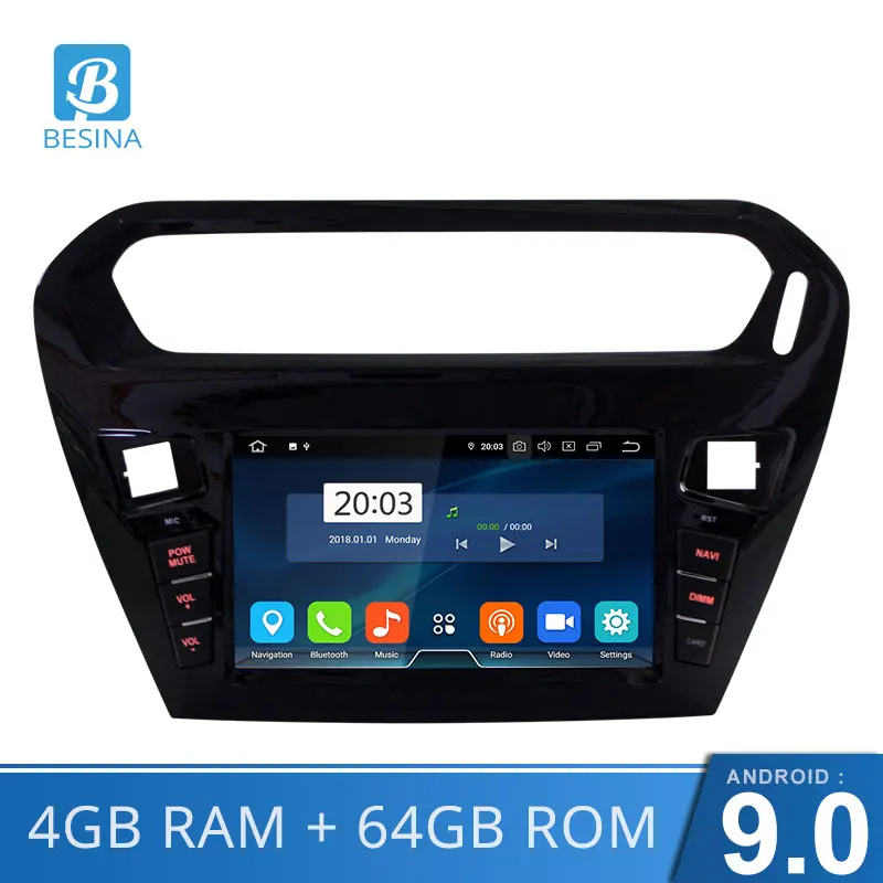 Besina Android 9,0 dvd-плеер для peugeot 301 Citroen Elysee радио 2013 Мультимедиа gps Navi wifi Octa C
