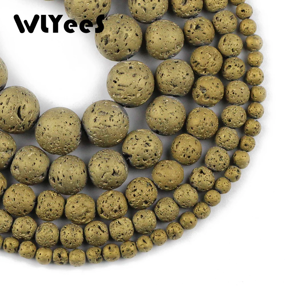 WLYeeS гальванизированные золотые бриллианты 4 6 8 10 12 мм круглые свободные бусины в