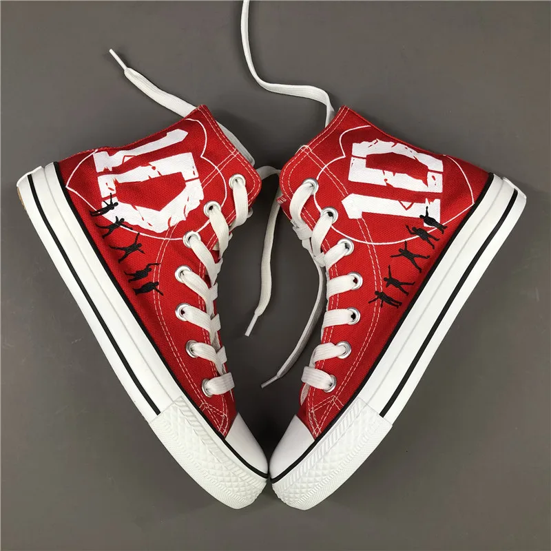 

Wen 1D Design Custom Hand Painted Shoes One Direction Men Women's Red High Top Canvas Sneakers for Gifts