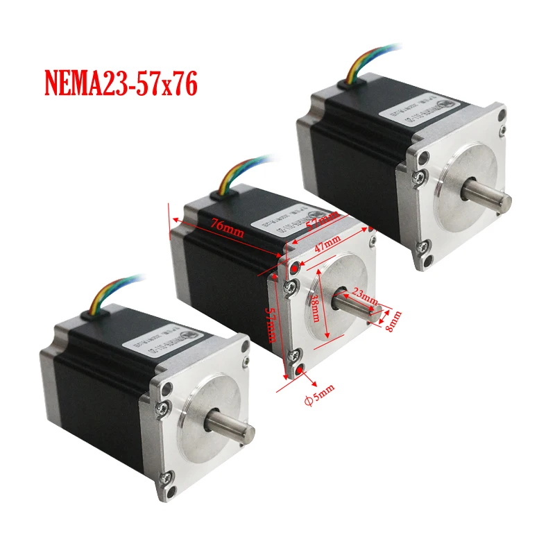 

3pcs/lot Nema 23 Stepper Motor 1.5Nm 3A 57*76 4-wires for CNC Mill Lathe Plasma Router LY CNC 6040 Frame