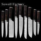 Кухонный нож Sowoll, 9 комплект ножей, нержавеющая сталь, 8 дюймов, шеф-повар, нарезка хлеба, 7 дюймов, нарезка сантоку, 5 дюймов, универсальный нож 3,5 дюйма, для очистки овощей