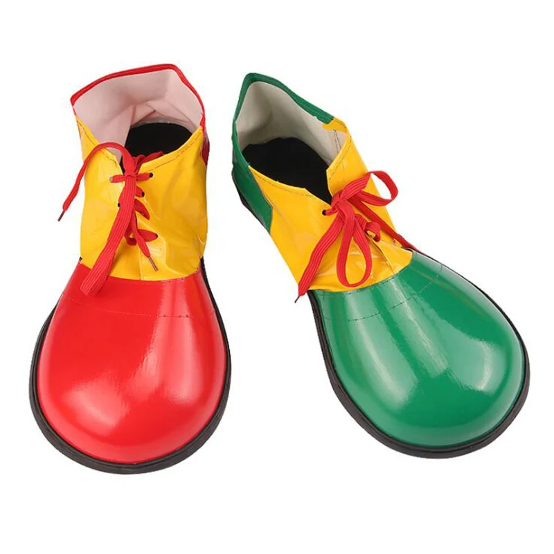 Halloween Funny Colorful PU Clown Shoes Adults Magic Cosplay Shoes Performance Costume Props Masquerade Party Dress Up Decorate - Цвет: red and green