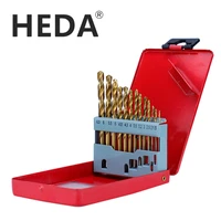 heda 13 pcsset high quality twist drill bits 1 5 6 5mm hss titanium coated drill bit set woodworking metal plastic tools
