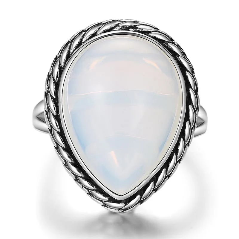 white Кольцо Bague Ringen из стерлингового серебра 925 пробы для женщин, капля воды, пириформа, лист, простая Мода, студенческий подарок на день рождения, размер 5, 6,7, 8,9, 10 - Цвет камня: white