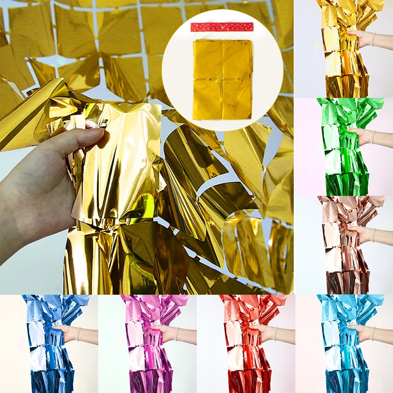 

LuanQI 2m Party Backdrop Rain Curtain Shiny Square Curtain Wedding Party Backdrop Festival Decoration Anniversaire