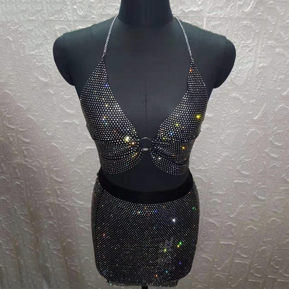 Женский клубный Топ со стразами привлекательный сетчатый бюстгальтер майка на