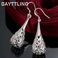 bayttling new arrivals silver color exquisite hollow water drop pendant earrings for women fashion wedding party gift jewelry