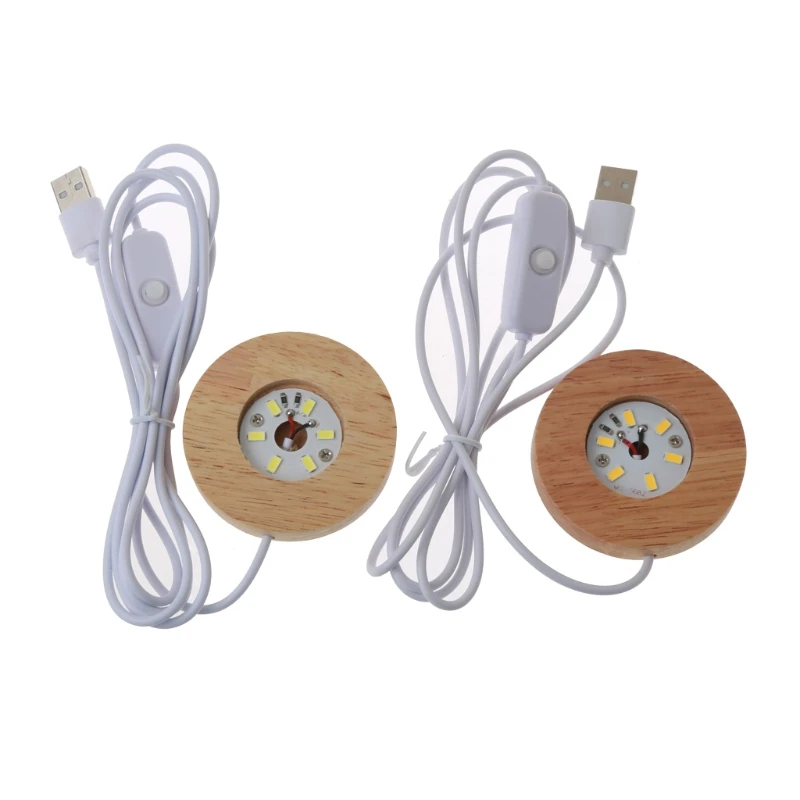 

Handmade Resin Art Mini Thin LED Wood Display Base Resin Display Round Wooden Night Base Resin Ornament Stand DIY Crafts