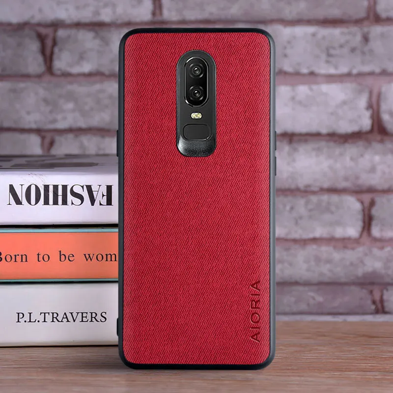 case for oneplus 6 coque luxury textile leather skin soft tpu hard pc phone cover for oneplus 6 case funda free global shipping