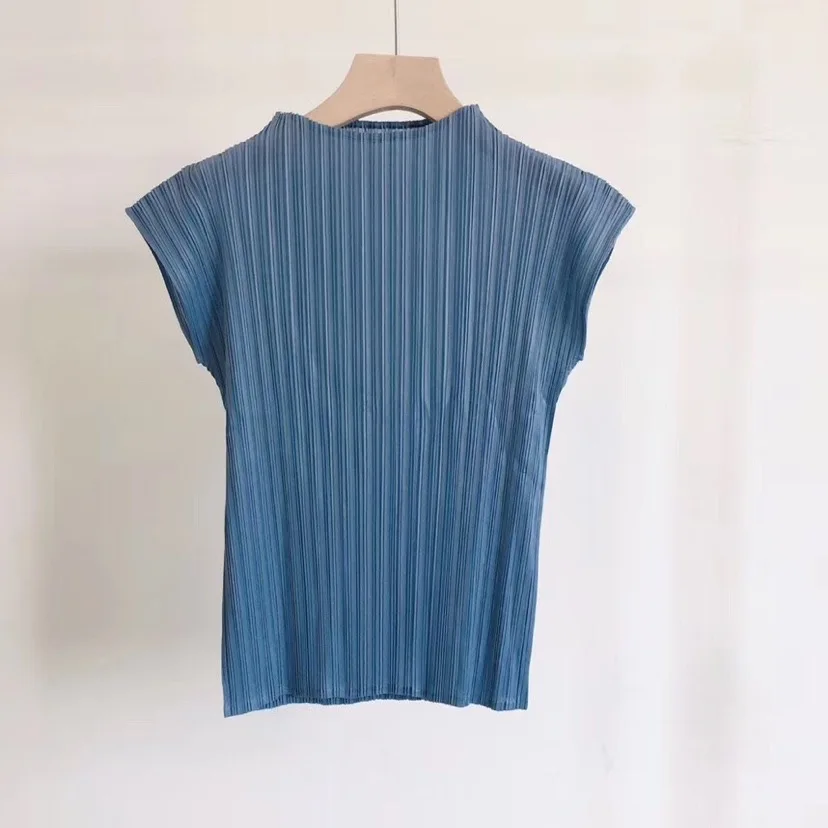 Женская плиссированная футболка Miyake летний свободный эластичный однотонный