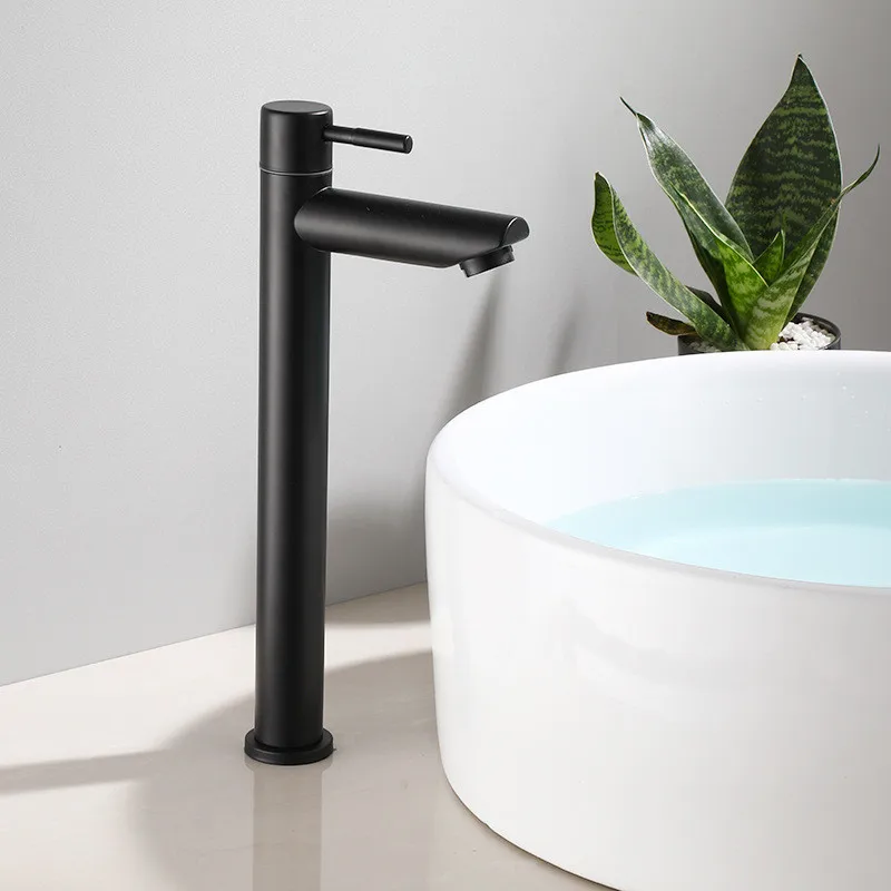 

Basin Sink Faucet Stainless steel Deck Mounted Single Cold Black Baking Sink Faucets Mixer Tap Bath Taps Bathroom accessories