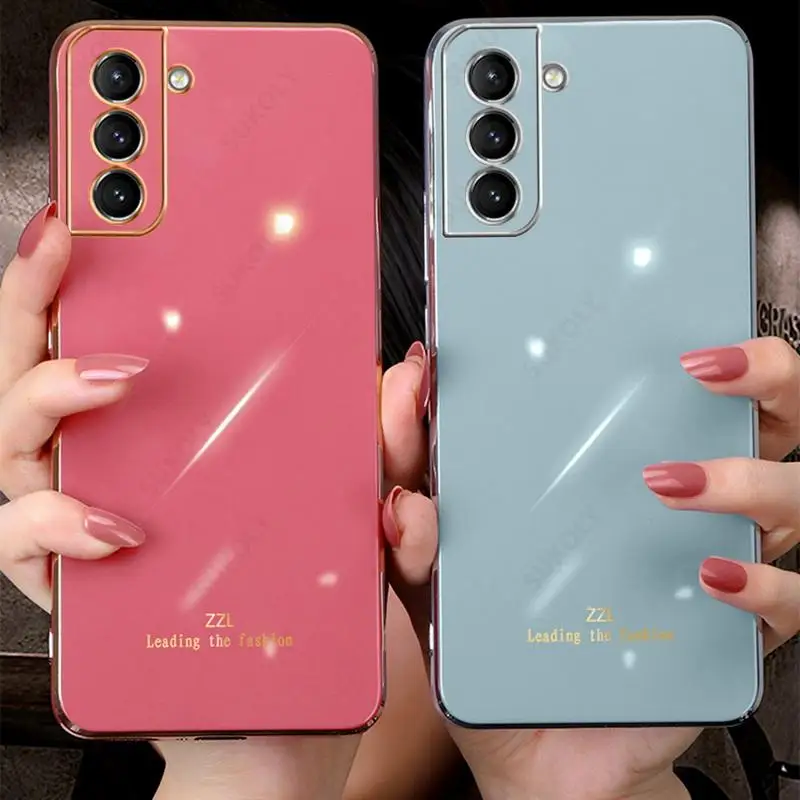 

For Samsung Galaxy S21 Ultra S21 Plus S21 FE A82 5G Quantum 2 Lens Protection Back Cover Plating Solid Color Silicone Phone Case