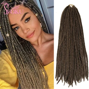 Soku Box Braid crochet hair Medium 3X Twist Hair Braiding Extensions 24 Inches Pre-looped Ombre Synthetic Braids For Black Women