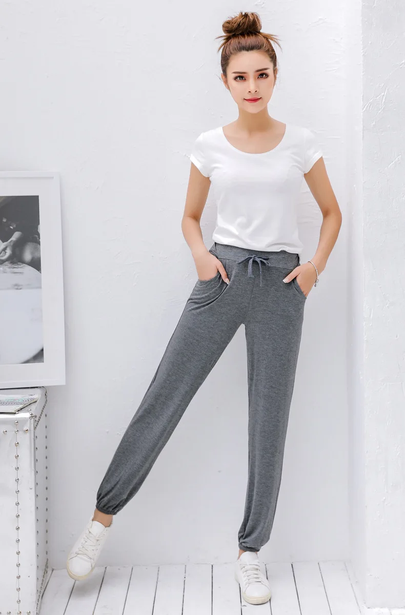 

Summer New Product Modal Loose Large Size Casual Women Pants Female Lantern Fitness Wide-Leg Sports Nine-Point Leggings 2021