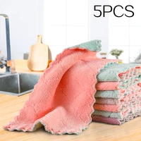 5pcs is cheaper double layer absorbent microfiber kitchen dish wiping cloth non stick oil household cleaning towel kichen tools