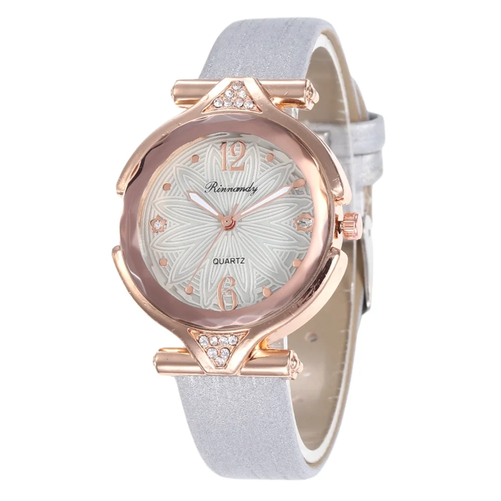 Горячая Распродажа ромбовидный цветок диск кожа женские часы студенческие