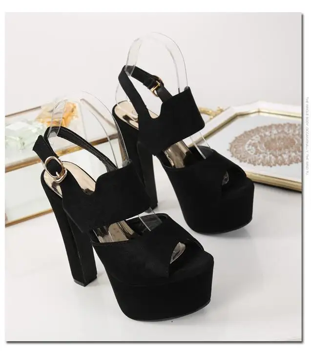 15cm new fashion fish mouth women's shoes high waterproof platform platform high heel sandals super high heel fish mouth shoes t