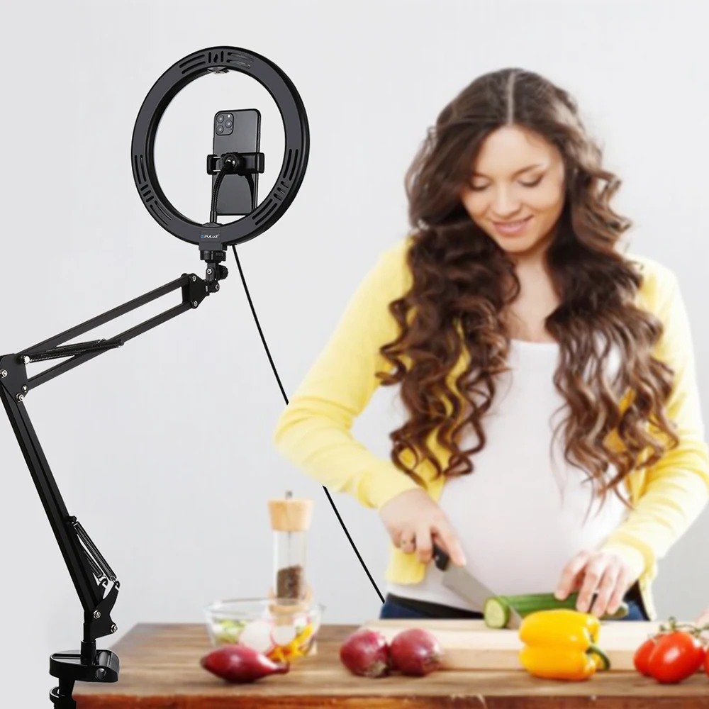 Диммируемая светодиодная кольцесветильник лампа Cadiso для макияжа фотосветильник