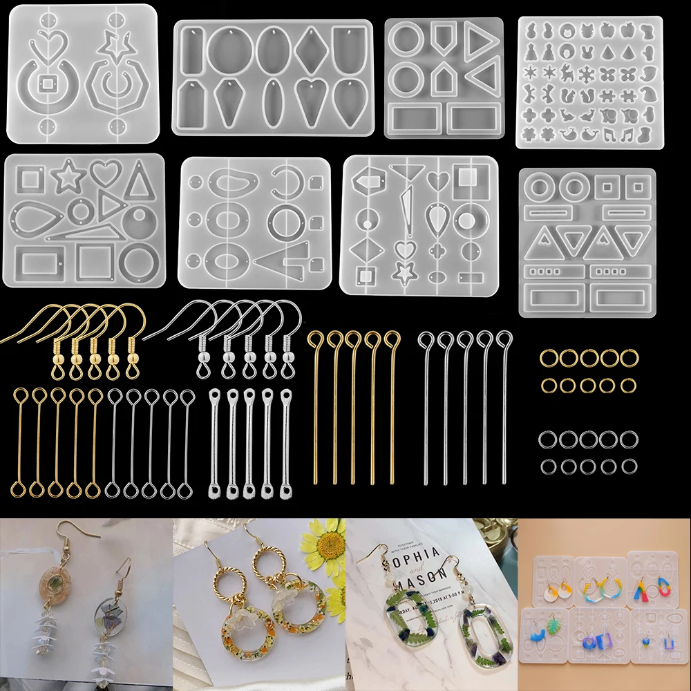

Earring Pendant Resin Molds With Ear Hook Silicone Mold For DIY UV Epoxy Resin Dried Flower Casting Moulds Jewelry Making Tools