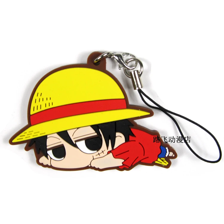 Action Figure One Piece keychain Anime Model Luffy Sanji Mobile Phone School Bag Rubber Keychain Pendant Christmas Toys Gifts | Игрушки и
