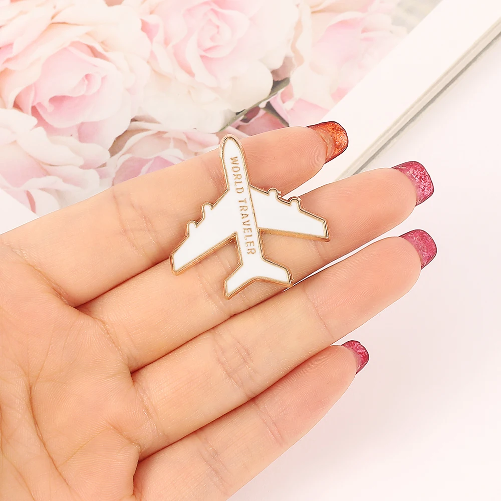 Симпатичная маленькая брошь в виде самолета синяя эмалированная булавка модель