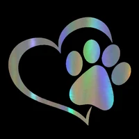 interesting car sticker love the dog paw print funny sticker decal reflective laser motorcycle car styling stickers kk1412cm