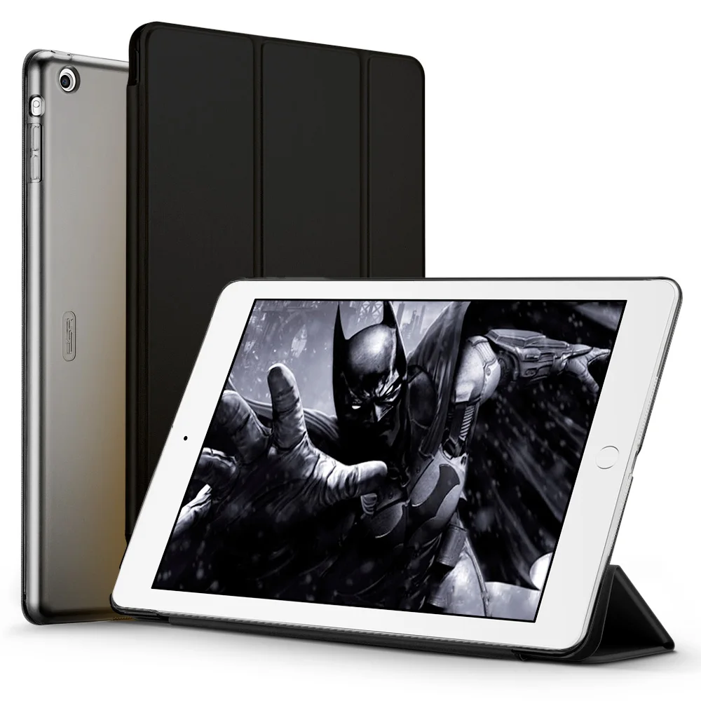 Чехол для iPad воздуха, ESR ура Цвет PU прозрачная задняя Ultra Slim Light Вес Trifold Смарт чехол для iPad воздуха/5 - Цвет: Mysterious Black
