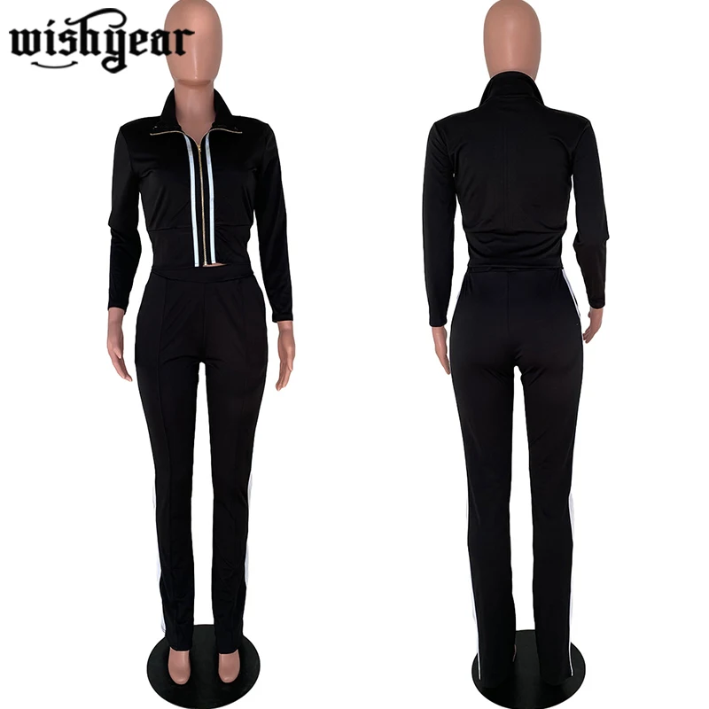 

Women Splice Two Piece Set Tracksuit Fall Clothes Long Sleeve Jackets And High Waist Pants Sweat Suit Lounge Wear Outfits