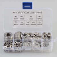 580pcs set 304 stainless steel assorted washers metric flat washer tool m2 m12