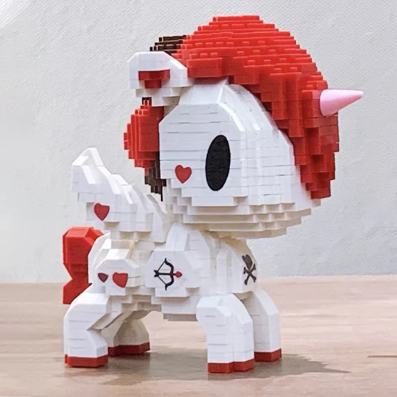 Balody-Mini bloques de construcci&oacute;n de unicornio para ni&ntilde;os, juguete de bloques de construcci&oacute;n de Mini diamantes de serie creativa, caballo volador de dibujos animados, modelo 3D, juguetes para ni&ntilde;os, regalo de cumplea&ntilde;os-4