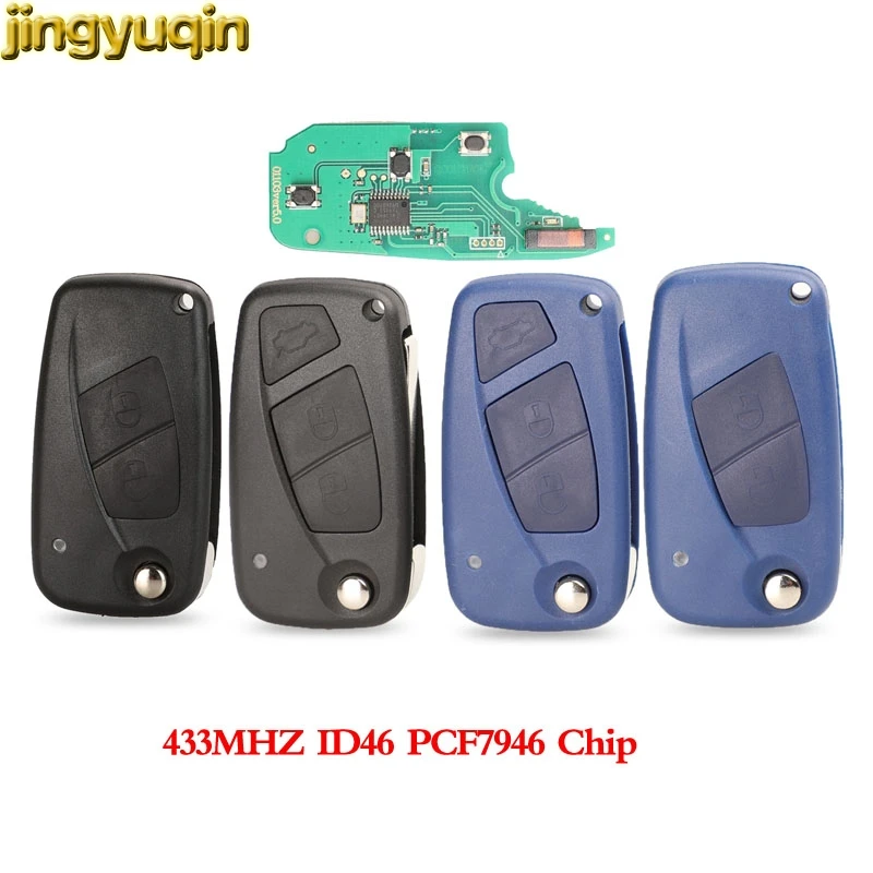 Jingyuqin флип дистанционный ключ автомобиля 433 МГц PCF7946 ID46 чип для Fiat 500 Panda Punto Bravo