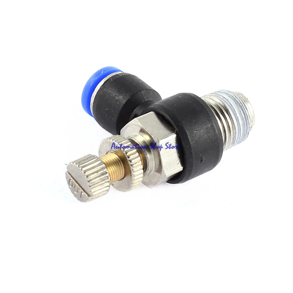 

5PCS SL Throttle Valve 1/8" 1/4" 3/8" 1/2" Male Thread to 12mm Tube Air Pneumatic L Style Quick Joint Coupler