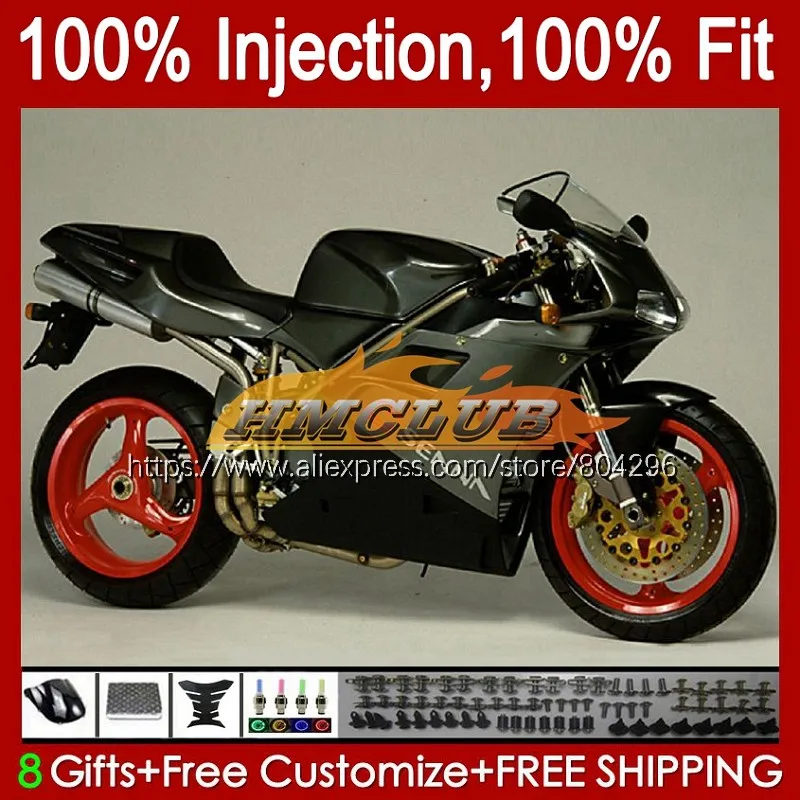 

Grey black hot Injection For DUCATI 748 853 916 996 998 S R 94 95 96 97 98 99 00 01 02 108No.1 916S 996S 998S 1994 2002 Fairings