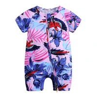 girls rompers kids short sleeve toddler summer boys clothing flower print zipper jumpsuit for girls and boy cotton clothes