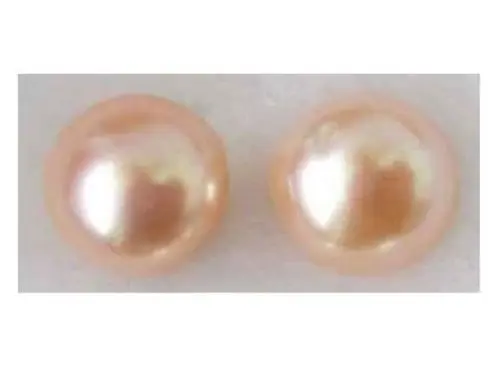 AAA 11-12 мм Южно-морские розовые серьги с барочным жемчугом 14 желтое золото