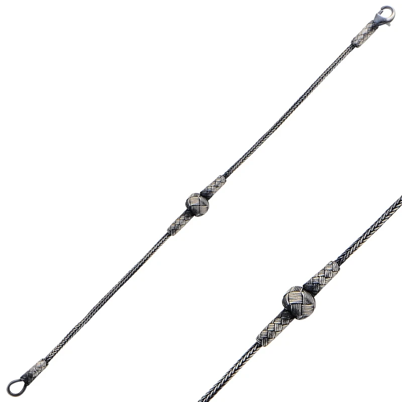 

Серебряный окисленный браслет Silverlina Kazaziye ручной вязки