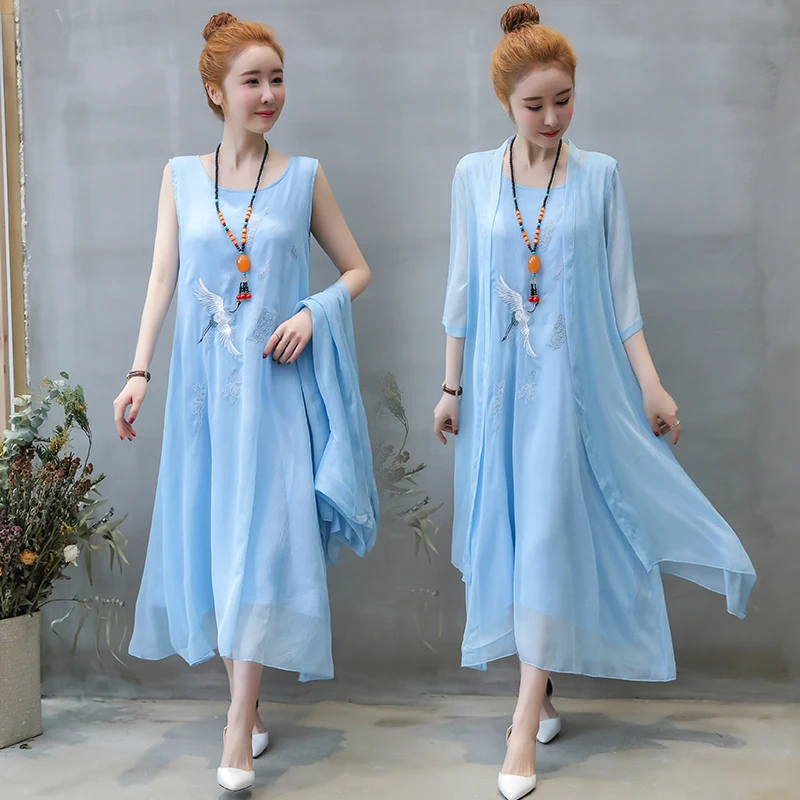 Женский комплект из двух предметов винтажная вышивка хлопковое льняное