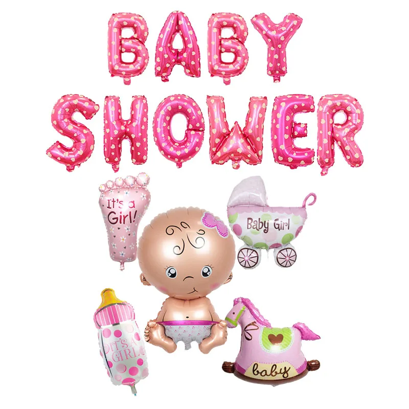 Baby Show Girl Set Пол раскрывает детский душ украшения шар установить его девочка его мальчик украшения Дети партии о ребенок для ребенка душ шары - Цвет: Baby Show Girl Set