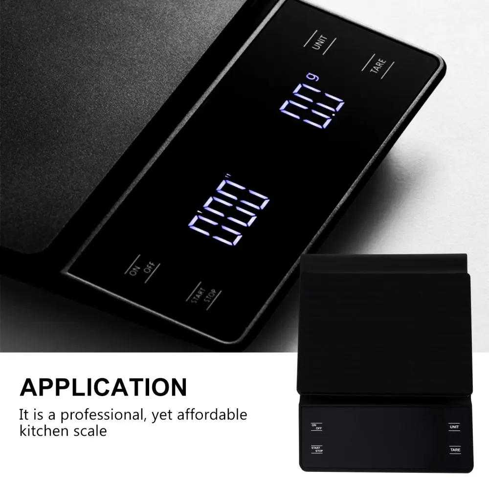 

3kg/0.1g Electronic Coffee Scale with Timer High Accuracy Digital Kitchen Scale Timer Coffee Weight Balance without Battery (Bla