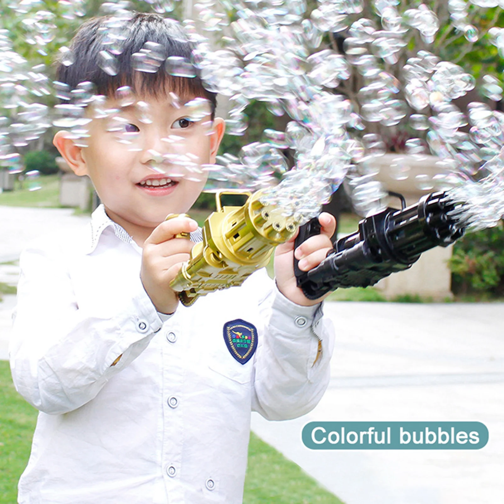 Kids 2-in-1 Automatic Gatling Bubble Gun Toys Summer Soap Water Machine Electric For Children Gift | Игрушки и хобби