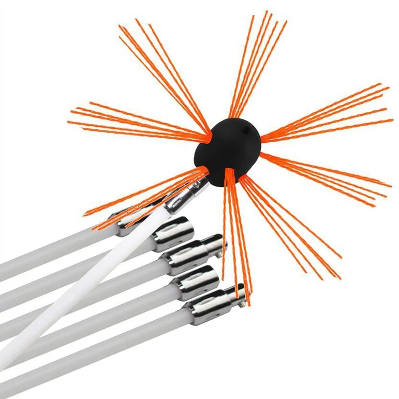 

Chimney Brush-Electrical Drill Drive Sweeping Cleaning Tool Kits with Reinforced Nylon Flexible Rods 8M