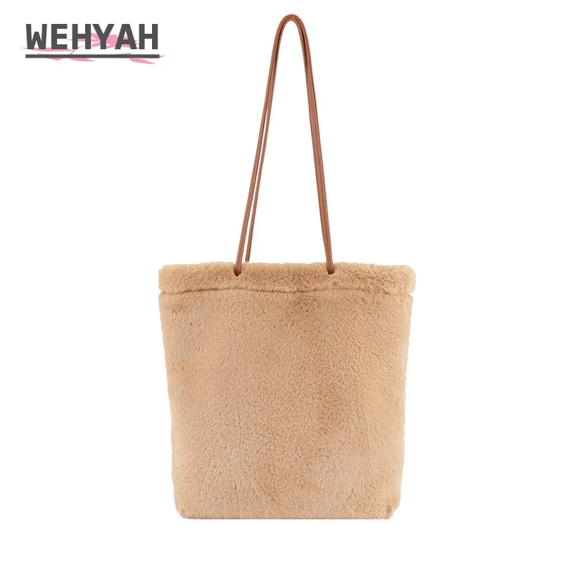 Wahyah зимняя сумка из искусственного меха ручная для женщин сумки однотонный