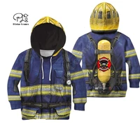 family clothes firefighter suit kids baby 3d print hoodies mom and daughter sweatshirtsjackett shirts fireman cosplay pullover