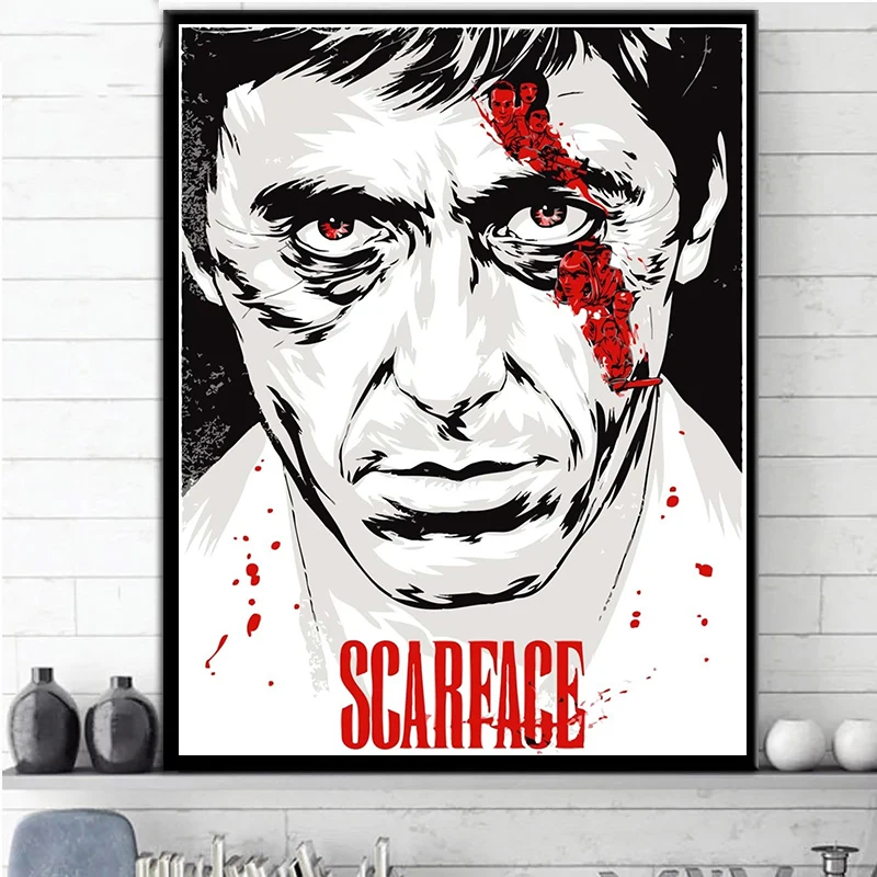 Картина на холсте из фильма Al Pacino Лицо со шрамом бандитские холщовые постеры и
