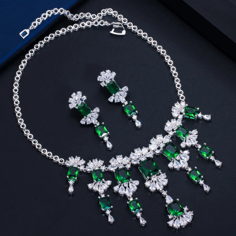 BeaQueen очаровательный зеленый фианит свадебные аксессуары для одежды длинные