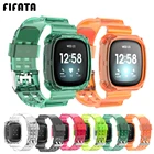 Чехол для смарт-часов FIFATA 2 в 1, прозрачный ремешок для наручных часов Fitbit Versa 3, с защитным чехлом